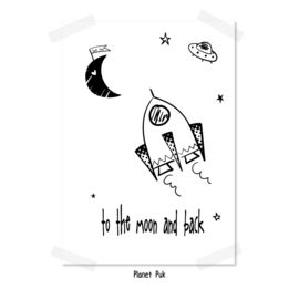 A4 Poster/ kaart Raket - love you to the moon...