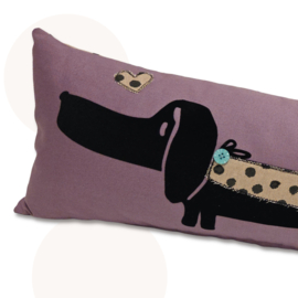 Kussen Keesie de Teckel | Mauve | 30 x 60 cm!