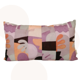 Sierkussen Lila Fantasie | Mauve, Lila, Oranje | 30 x 50 cm | Handgemaakt