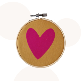 Bamboo ring Okergeel / Fuchsia | Wanddecoratie | 11cm