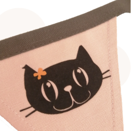 Hippe vlaggenlijn met Mimi de Poes! | Peach | 1.75 mtr. | Handgemaakt