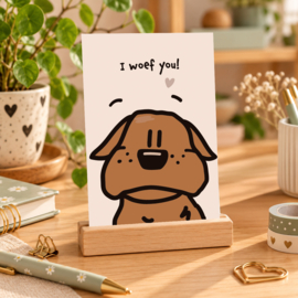 Wenskaart Bulldog - I woef you!