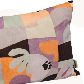 Kussen Lila Fantasieprint & Kattenpootjes – 30x50 cm