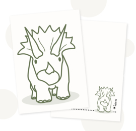 Decoratieset Terry Triceratops | Kussen, Vlaggenlijn en bijpassende Kaart