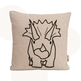 Dino kussen - Terry Triceratops | Beige | 30 x 30 cm | Sierkussen | Handgemaakt