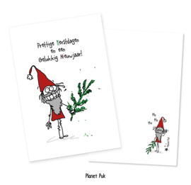 Kerstkaart  11.5 x 17.5 cm - kabouter