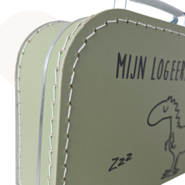 Logeerkoffertje Xavi de T-Rex |  Saliegroen | Kinderkoffertje