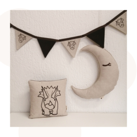 Dino vlaggenlijn - Terry Triceratops | Beige/Bruin | 1.75 mtr. | Handgemaakt