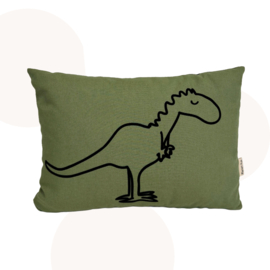 Dino Kussen - T-Rex | 30 x 40 cm | Groen | Sierkussen | Handgemaakt
