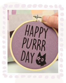 Ronde Wandhanger Happy PURRR DAY!  - Muurdecoratie Kinderkamer