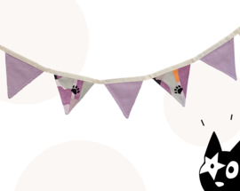 Mini vlaggenlijn met Kattenpootjes - Lila Fantasie