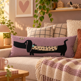 Kussen Keesie de Teckel | Mauve | 30 x 60 cm!
