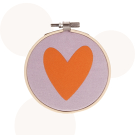 Bamboo ring met Hart | Lila / Oranje | 11 cm | Wanddecoratie