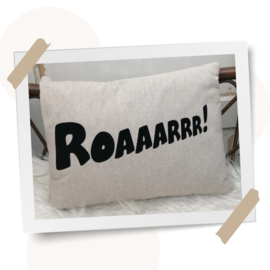 Kussen - Roaaarrr! |  Beige | 30x40 cm | Sierkussen kinderkamer | Handgemaakt