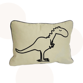 Dino Kussen - T-Rex | Olijfgroen | 30 x 40 cm | Sierkussen  | Handgemaakt