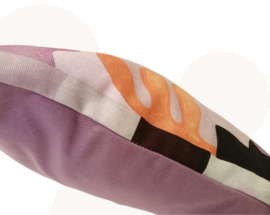 Sierkussen Lila Fantasie | Mauve, Lila, Oranje | 30 x 50 cm | Handgemaakt