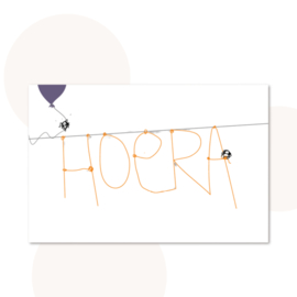 Wenskaart Hoera - Spinnetjes