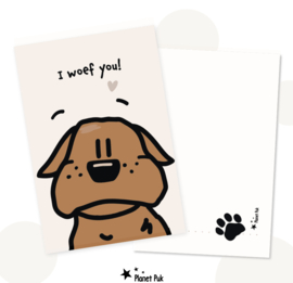 Wenskaart Bulldog - I waf you!