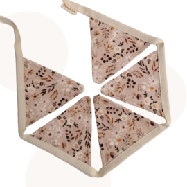 Mooie vlaggenlijn met Bloemetjes print | Peach | Handgemaakt