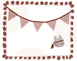 Decoratieset Vlaggenlijn & Snoezig Snoetje – handgemaakt voor de meisjeskamer