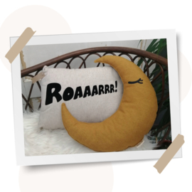 Kussen - Roaaarrr! |  Beige | 30x40 cm | Sierkussen kinderkamer | Handgemaakt