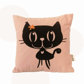 Sierkussen Mimi de poes | Peach | 30 x 30 cm | Sierkussen | Handgemaakt