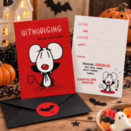 Uitnodigingen Halloweenfeest - 6 tot 12 kaarten inclusief envelop en gratis sluitsticker!