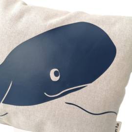 Walvis kussen | beige - Navy blue | 30 x 40 cm