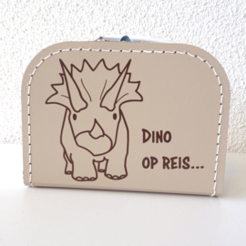 Kinderkoffertje Terry Triceratops | Dino op reis | Beige