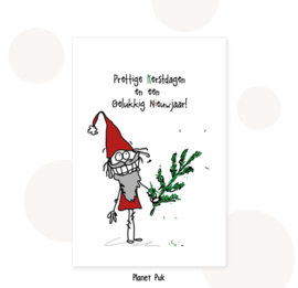 Kerstkaart  11.5 x 17.5 cm - kabouter