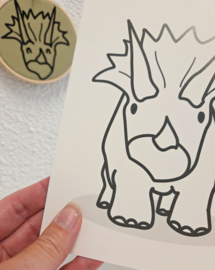 Cadeauset Terry Triceratops – handgemaakte dinosaurus decoratie