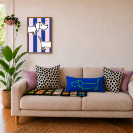 Kussen Sunny de Teckel – Blauw - 30 x 50 cm