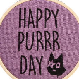Ronde Wandhanger Happy PURRR DAY!  - Muurdecoratie Kinderkamer