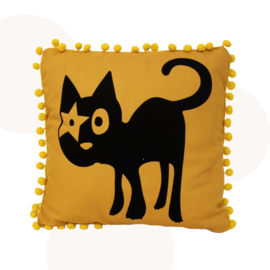 Sierkussen Hoshi de Kat | okergeel | 30 x 30 cm | Handgemaakt!