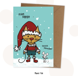 Kerstkaart - Kat & muis