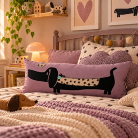 Kussen Keesie de Teckel | Mauve | 30 x 60 cm!