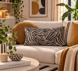 Zebraprint kussen | 30 x 50 cm | Beige / Zwart