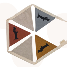 Cadeauset Teckel – handgemaakte vlaggenlijn & wenskaart (laatste exemplaar)