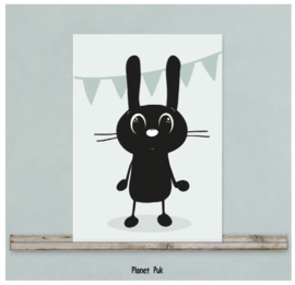 Poster/ kaart konijn 20 x 30 cm - Feest!
