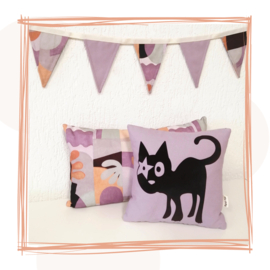 Kussen - Hoshi de Kat | Lila | 30 x 30 cm | Sierkussen | Handgemaakt