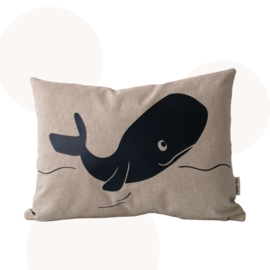 Walvis kussen | beige - Navy bleu | 30 x 40 cm