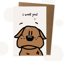 Wenskaart Bulldog - I woef you!