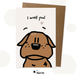 Wenskaart Bulldog - I waf you!