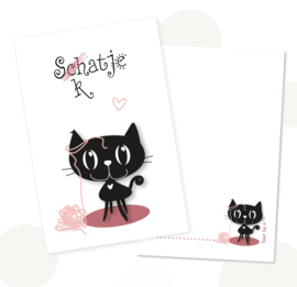 Wenskaart Schatje? Katje! | Mimi de Poes |  11.5 x 17.5 cm