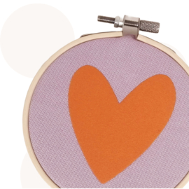 Bamboo ring met Hart | Lila / Oranje | 11 cm | Wanddecoratie