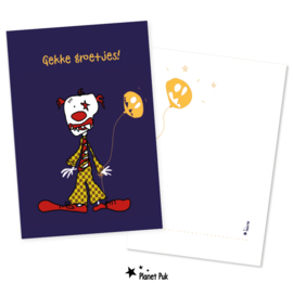 Wenskaart Halloween Clown - Gekke groetjes!