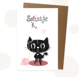 Wenskaart Schatje? Katje! | Mimi de Poes |  11.5 x 17.5 cm