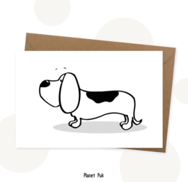 Wenskaart Fred de Hond (Basset) - Blanco