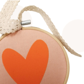 Ronde wandhanger - Hart - Peach / Oranje
