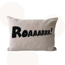 Kussen - Roaaarrr! |  Beige | 30x40 cm | Sierkussen kinderkamer | Handgemaakt